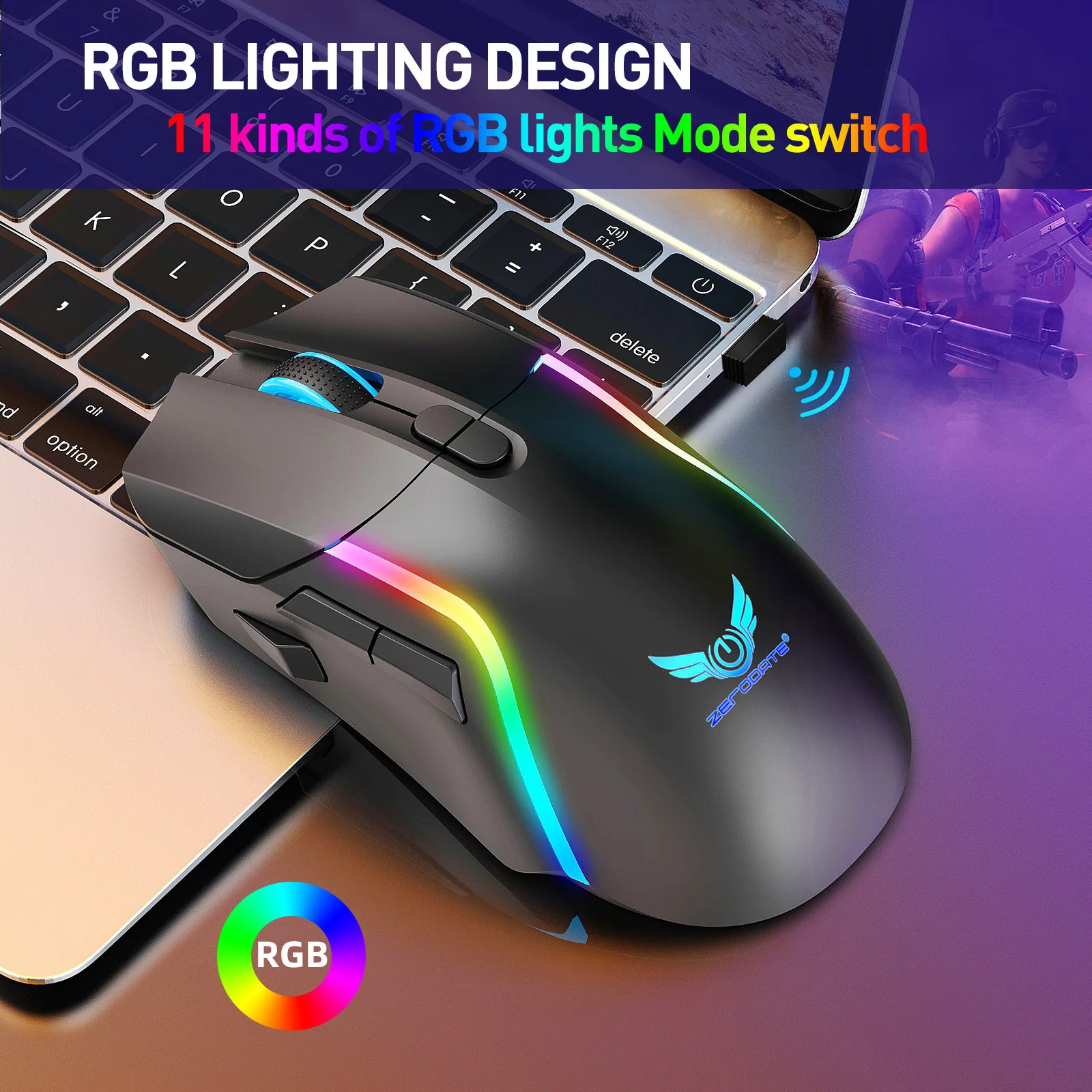 2.4G Wireless Dual Mode Wired Gaming Mouse Computer Notebook Gamer Office RGB Illuminated Mouse Span 15