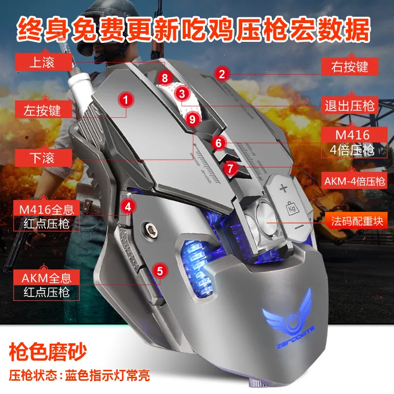 mechanical gaming mouse, PUBG, chicken eating, macro definition, colorful luminous computer, wired e-sports gaming mouse 69