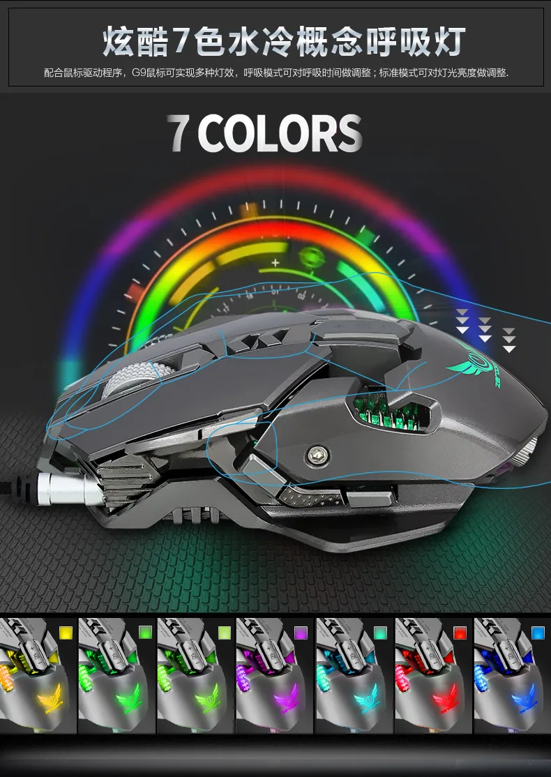 mechanical gaming mouse, PUBG, chicken eating, macro definition, colorful luminous computer, wired e-sports gaming mouse 15