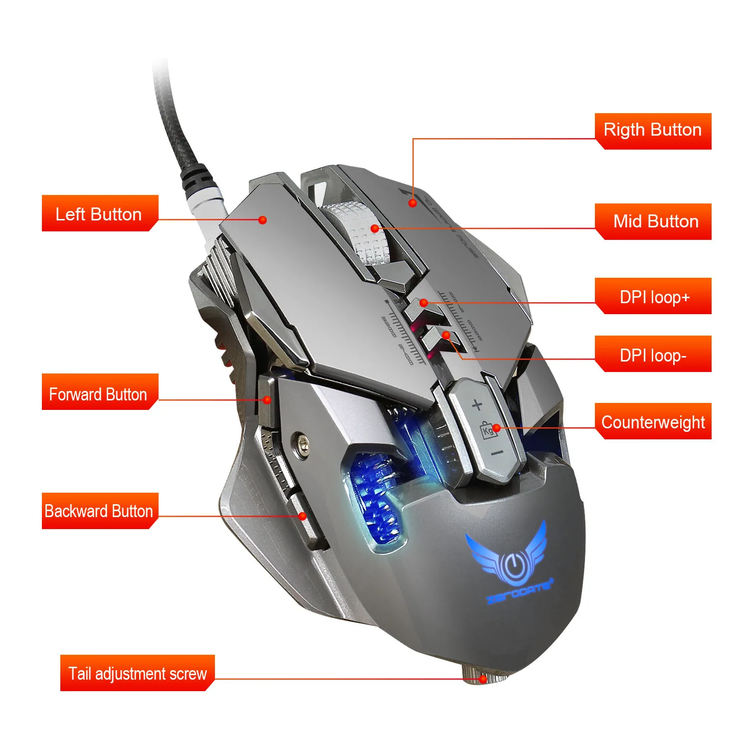 mechanical gaming mouse, PUBG, chicken eating, macro definition, colorful luminous computer, wired e-sports gaming mouse 45
