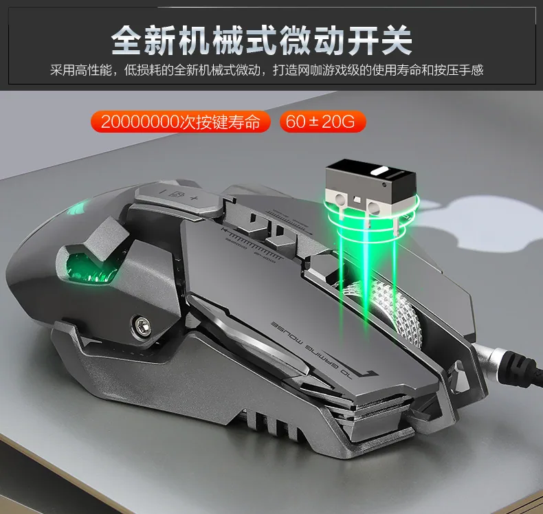 mechanical gaming mouse, PUBG, chicken eating, macro definition, colorful luminous computer, wired e-sports gaming mouse 16