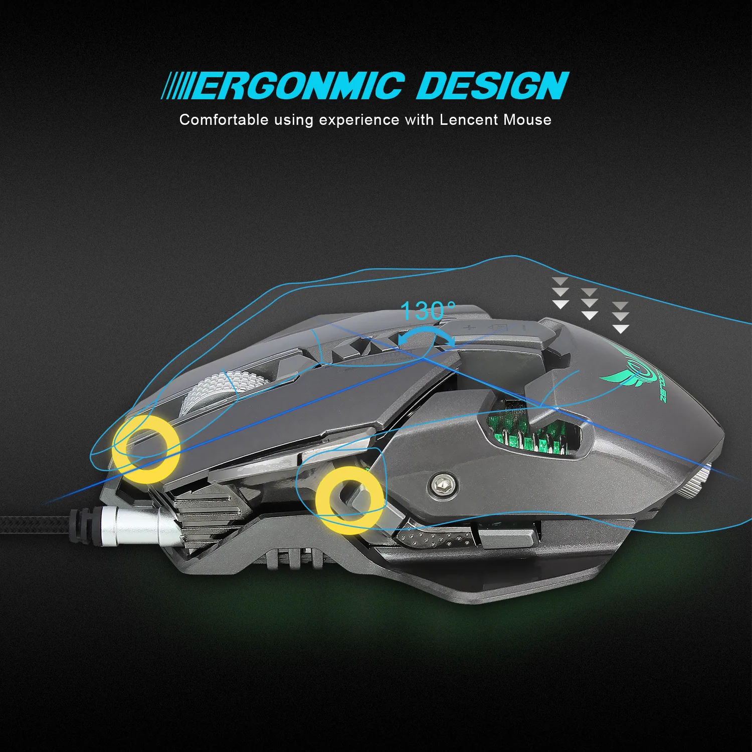 mechanical gaming mouse, PUBG, chicken eating, macro definition, colorful luminous computer, wired e-sports gaming mouse 49