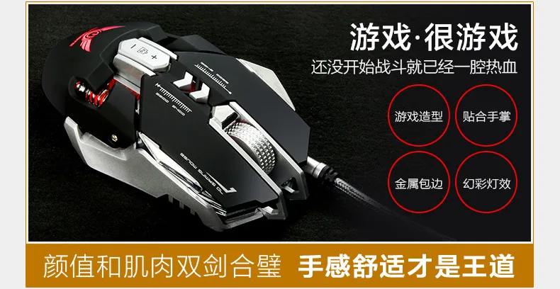 mechanical gaming mouse, PUBG, chicken eating, macro definition, colorful luminous computer, wired e-sports gaming mouse 18