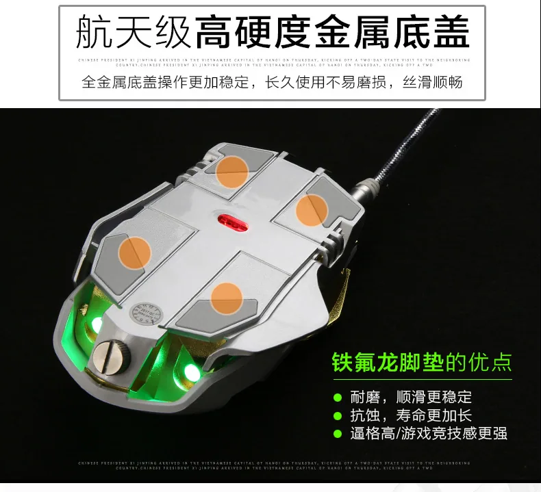 mechanical gaming mouse, PUBG, chicken eating, macro definition, colorful luminous computer, wired e-sports gaming mouse 40