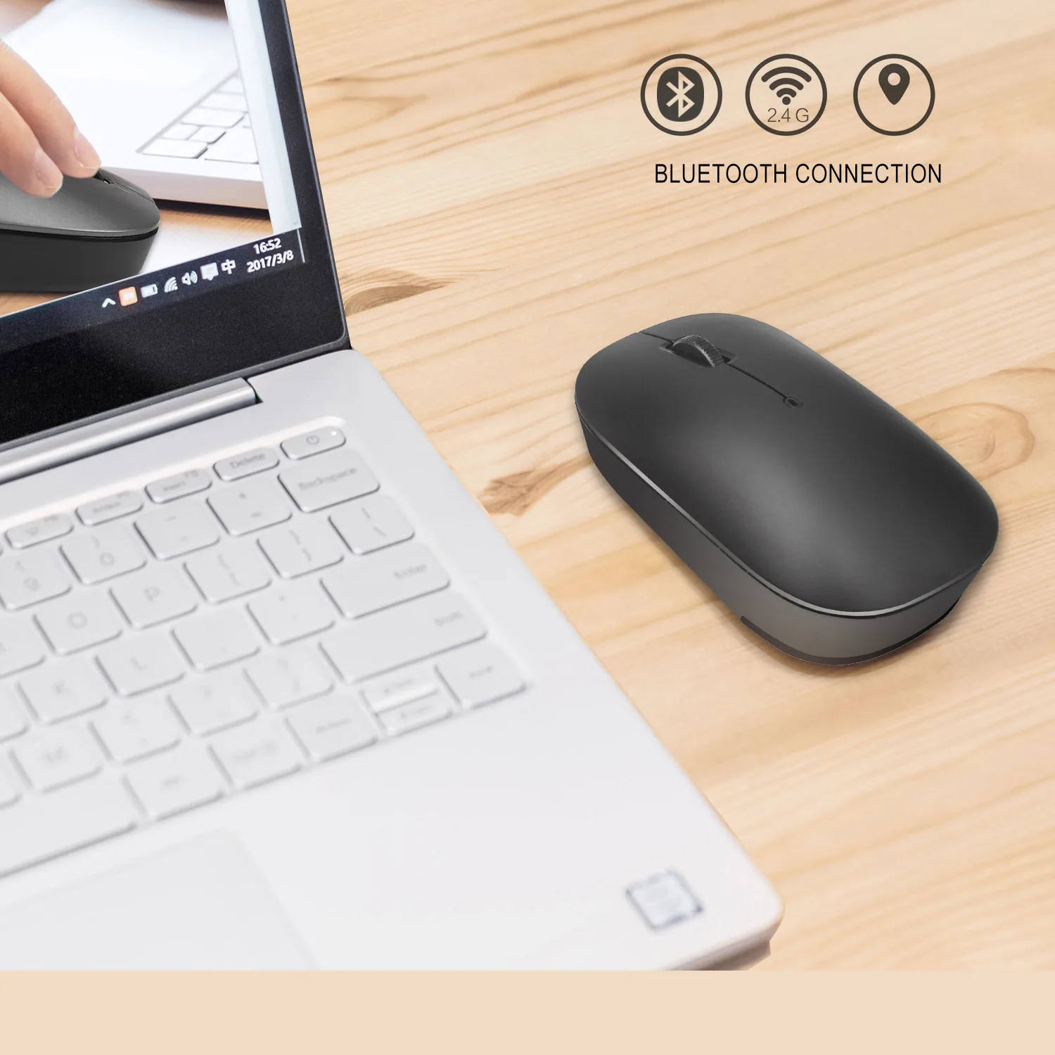 موس قابل شارژ بلوتوث سه حالته طرح ارگونومیک Mini Wireless Business Office Mouse Cross Border Factory 21