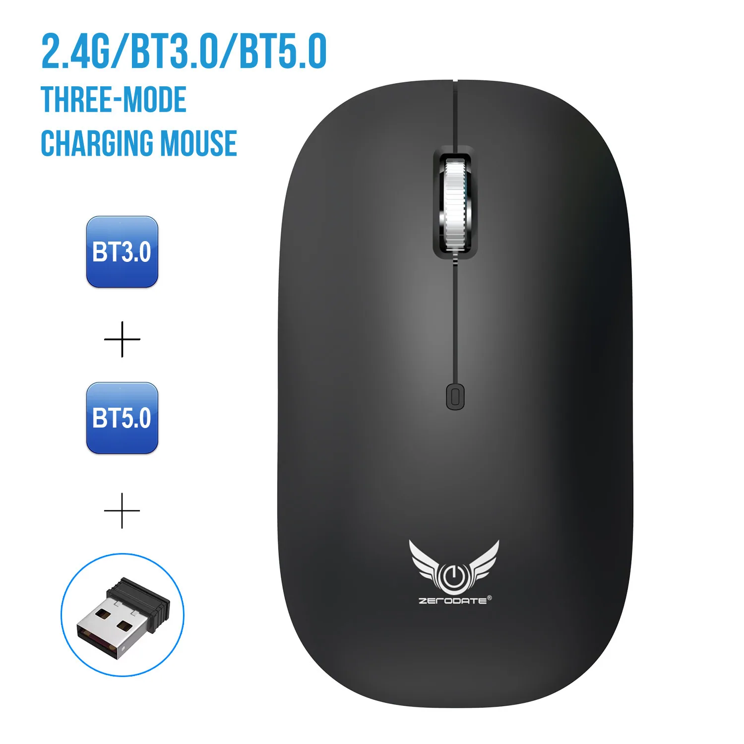 موس قابل شارژ بلوتوث سه حالته طرح ارگونومیک Mini Wireless Business Office Mouse Cross Border Factory 2