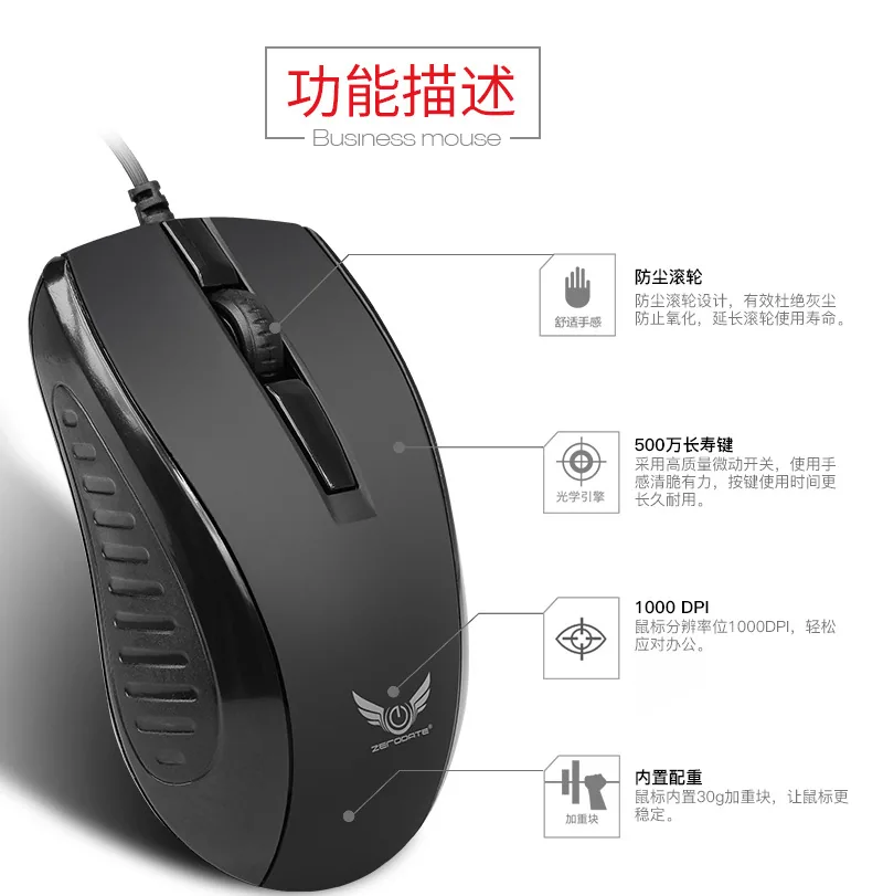 Customized source M508 wired mouse home office USB laptop business optical mouse OME 4