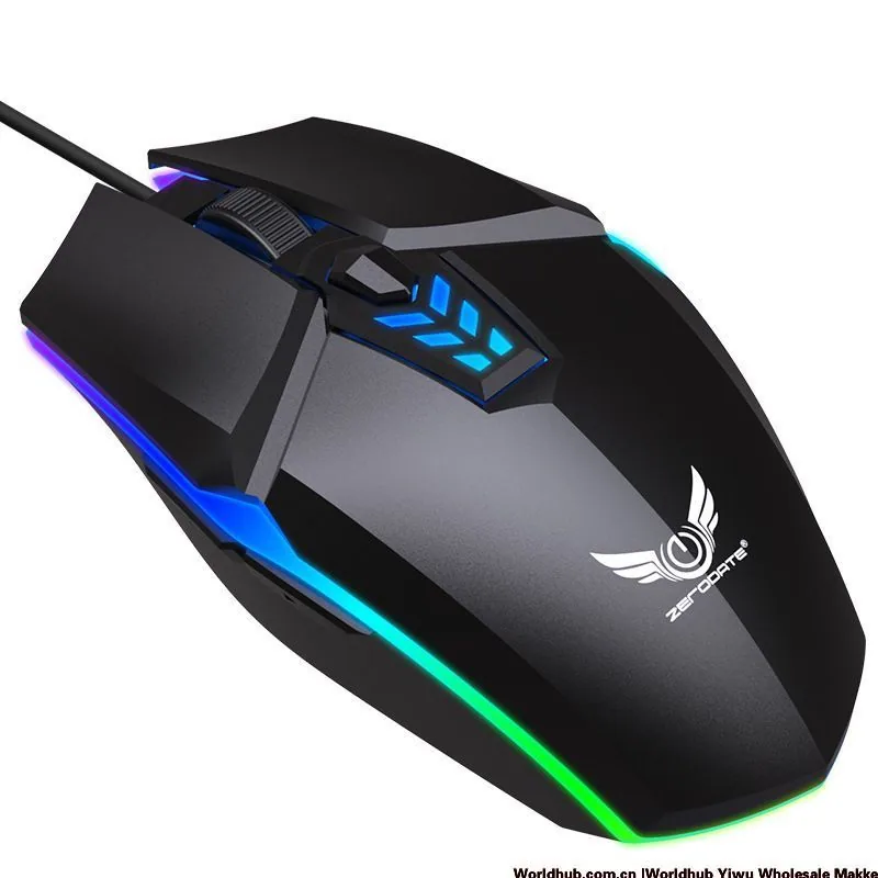 Game Mouse Source Factory Machinery Colorful Luminous RGB Competitive Home Office Wired Mouse Wholesale Customization