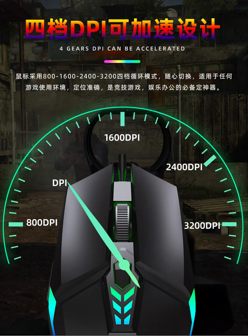 Game Mouse Source Factory Machinery Colorful Luminous RGB Competitive Home Office Wired Mouse Wholesale Customization 21