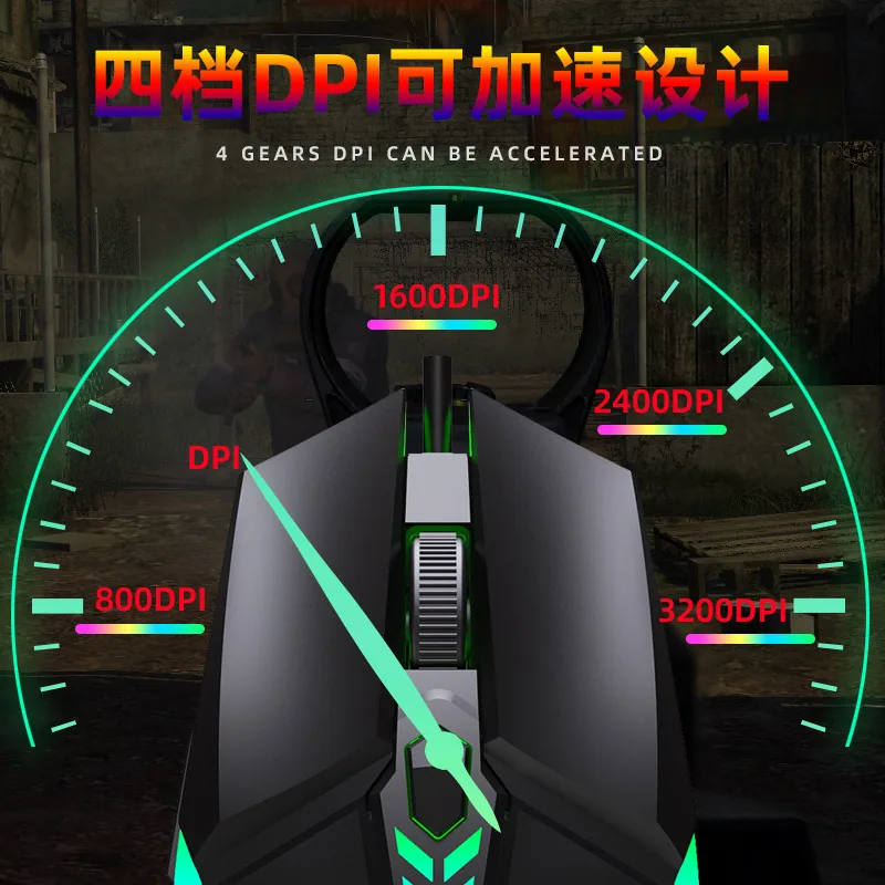 Game Mouse Source Factory Machinery Colorful Luminous RGB Competitive Home Office Wired Mouse Wholesale Customization 6