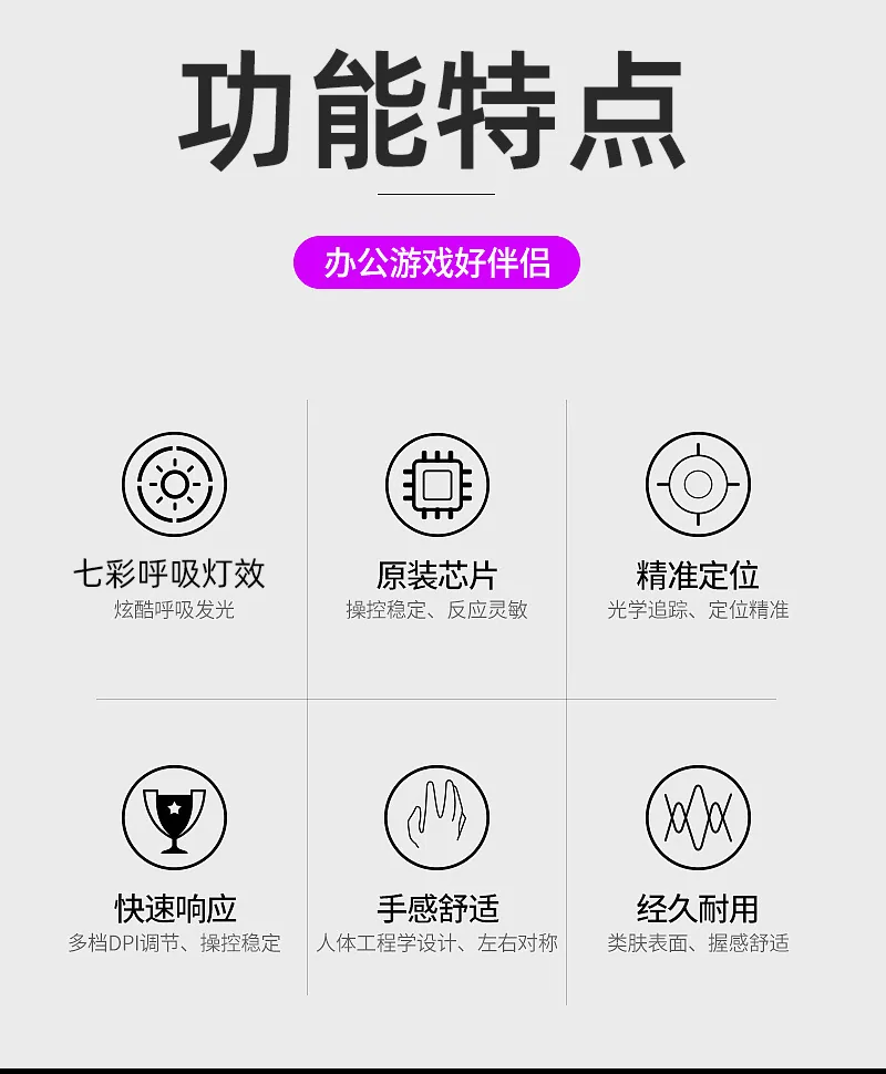 Game Mouse Source Factory Machinery Colorful Luminous RGB Competitive Home Office Wired Mouse Wholesale Customization 8