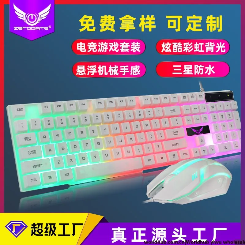 k9 Mechanical Touch Keyboard Mouse Set Gaming Notebook Desktop Computer Accessories Wired Light Up Keyboard and Mouse Factory