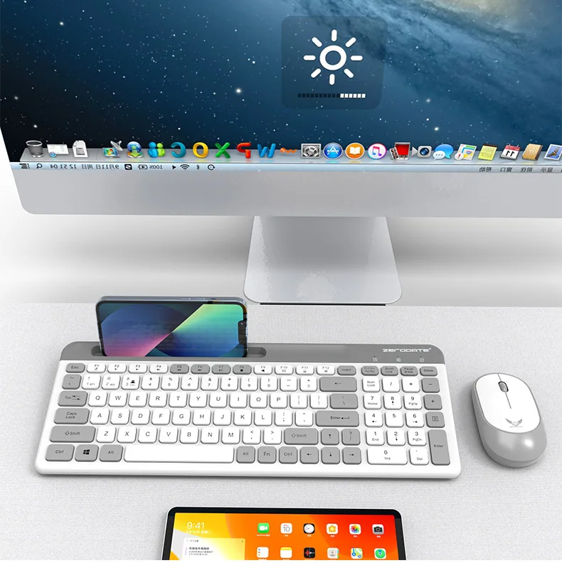 Three-mode wireless bluetooth keyboard and mouse set, home office, mobile phone, t, notebook, desktop computer, universal 22