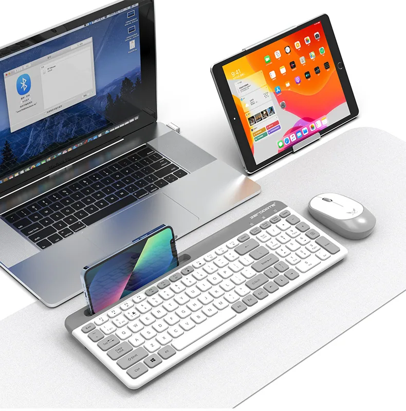 Three-mode wireless bluetooth keyboard and mouse set, home office, mobile phone, t, notebook, desktop computer, universal 19