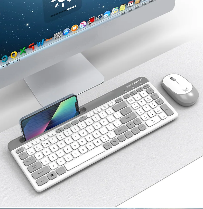 Three-mode wireless bluetooth keyboard and mouse set, home office, mobile phone, t, notebook, desktop computer, universal 23