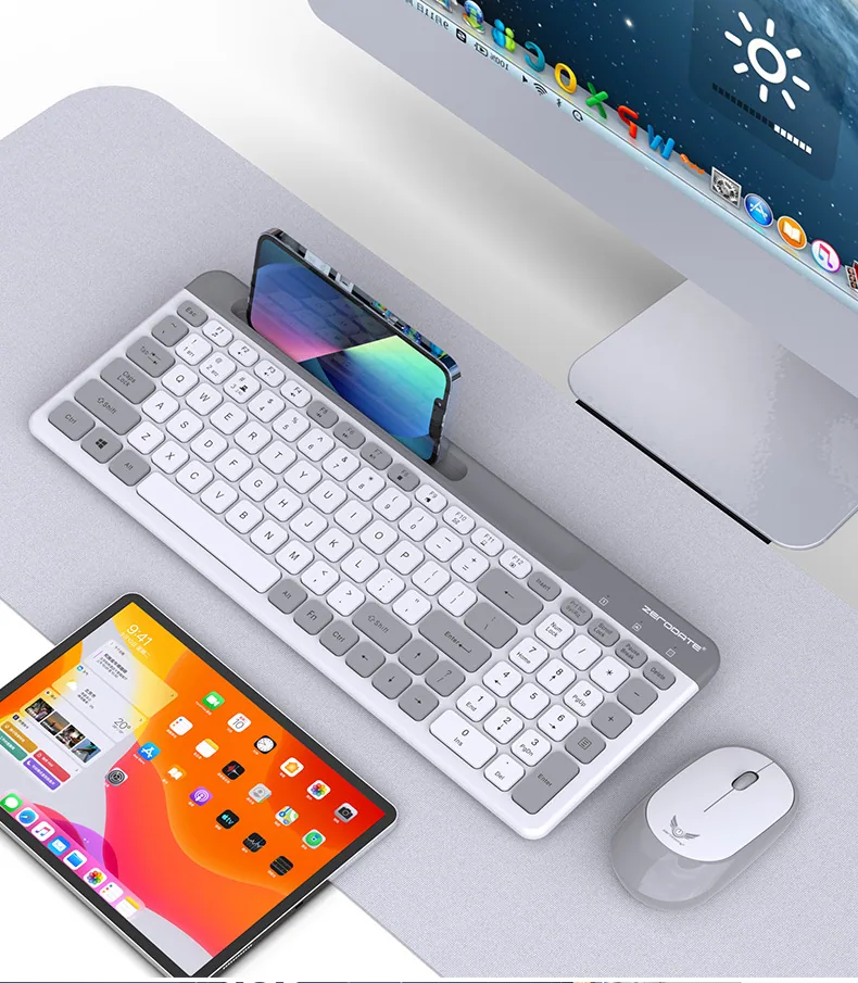 Three-mode wireless bluetooth keyboard and mouse set, home office, mobile phone, t, notebook, desktop computer, universal 26