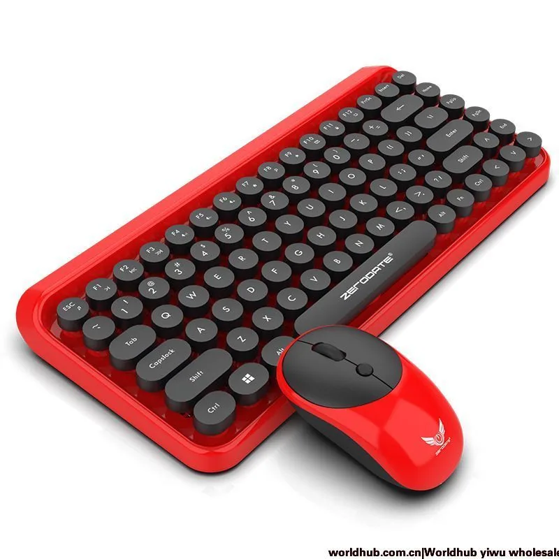 2.4G Wireless Keyboard and Mouse Punk Retro DOT Dot Keyboard Office Notebook Wireless Keyboard Mouse Set