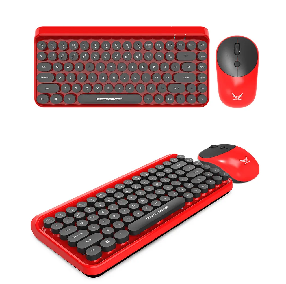 2.4G Wireless Keyboard and Mouse Punk Retro DOT Dot Keyboard Office Notebook Wireless Keyboard Mouse Set 19