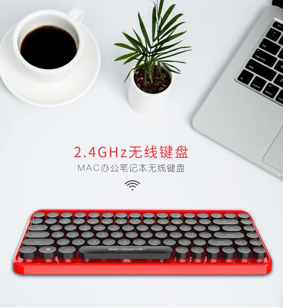 2.4G Wireless Keyboard and Mouse Punk Retro DOT Dot Keyboard Office Notebook Wireless Keyboard Mouse Set 9