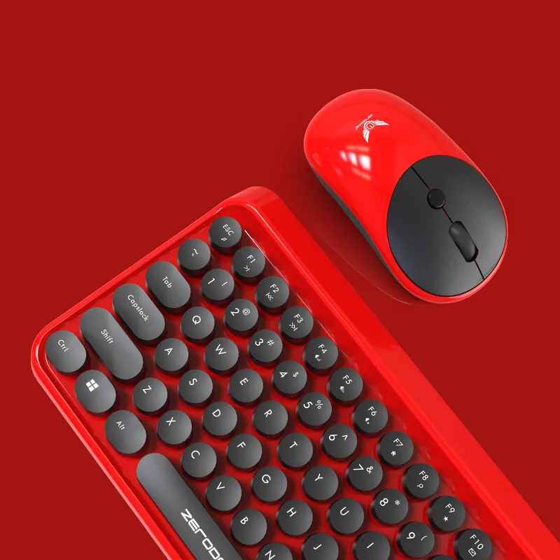2.4G Wireless Keyboard and Mouse Punk Retro DOT Dot Keyboard Office Notebook Wireless Keyboard Mouse Set 17