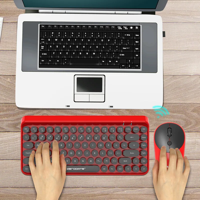 2.4G Wireless Keyboard and Mouse Punk Retro DOT Dot Keyboard Office Notebook Wireless Keyboard Mouse Set 6