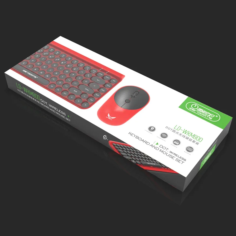 2.4G Wireless Keyboard and Mouse Punk Retro DOT Dot Keyboard Office Notebook Wireless Keyboard Mouse Set 15