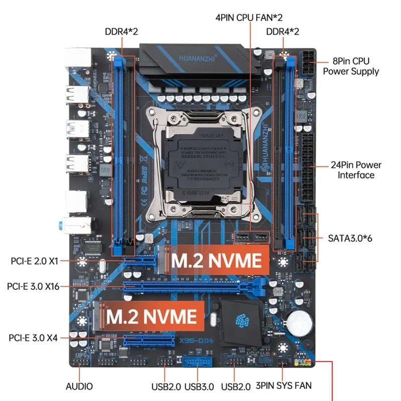 HUANANZHI X99 QD4 Motherboard Set E5 2670 V3 2*8GB DDR4 RAM