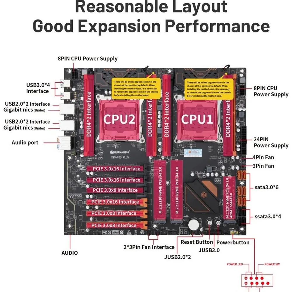 huananzhi X99-F8D plus new motherboard DDR4 memory 2011-3 new desktop computer motherboard 2