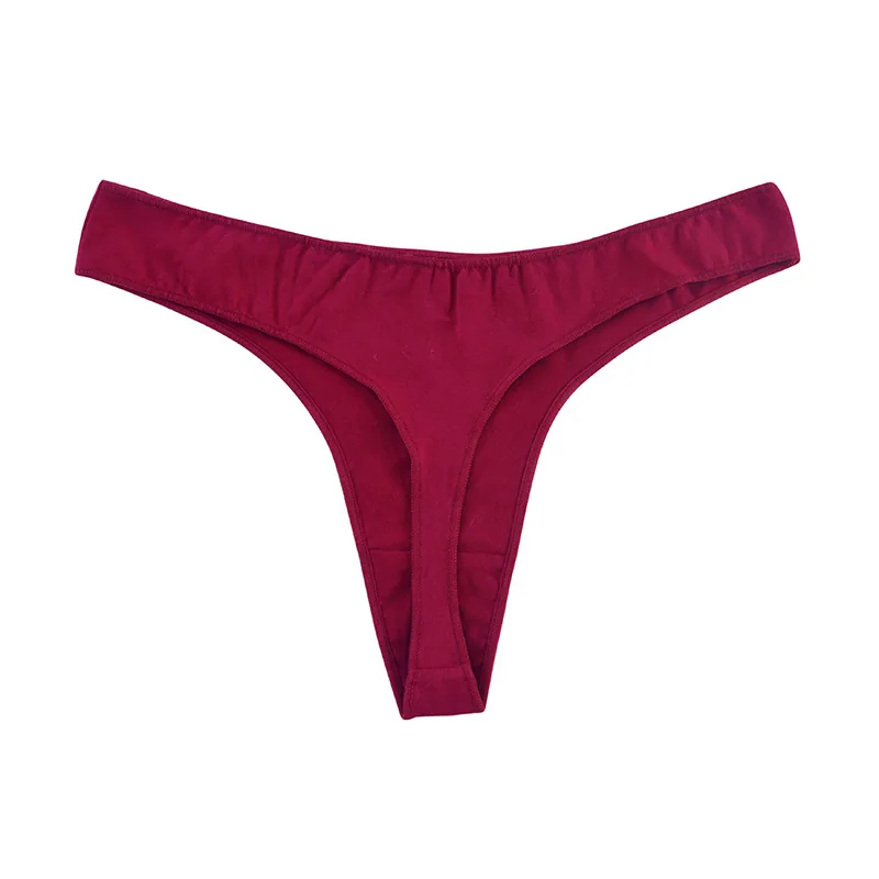 Cross-border foreign trade simple solid color women's thong sports breathable plus size women's coquettish sexy panties cotton l 4
