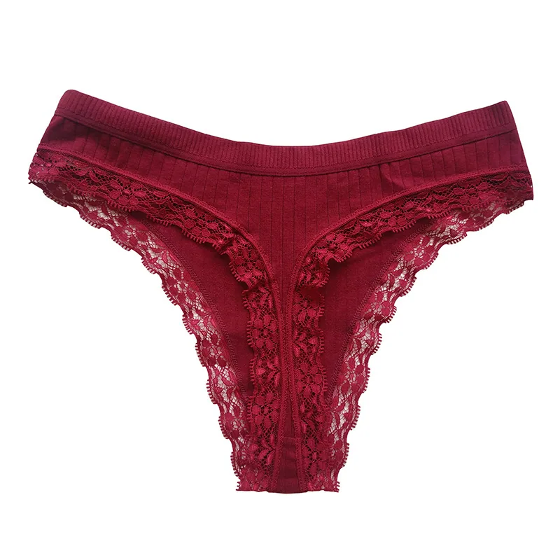 Foreign trade European and American sexy thong lace black red cotton thong underwear girls sexy lace panties pure desire 3