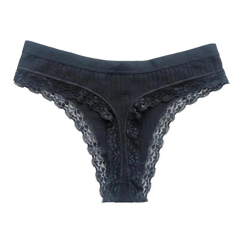 Foreign trade European and American sexy thong lace black red cotton thong underwear girls sexy lace panties pure desire