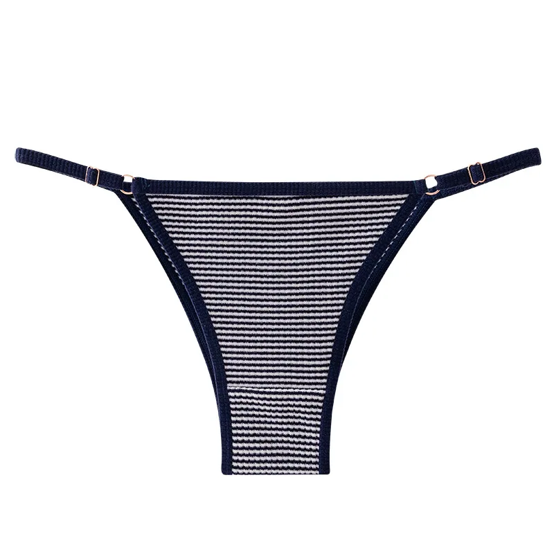 adjustable buckle thin strap thong sexy elastic band show legs long size striped women's panties low rise wholesale 4