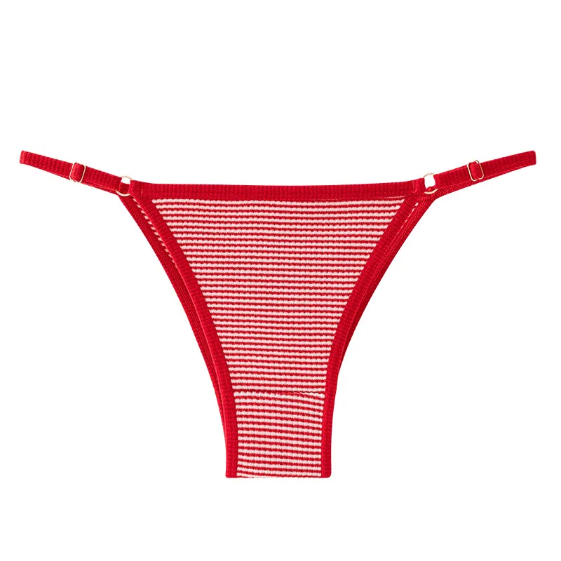 adjustable buckle thin strap thong sexy elastic band show legs long size striped women's panties low rise wholesale