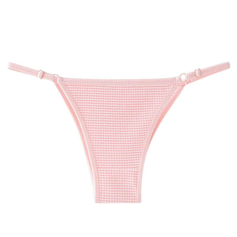 adjustable buckle thin strap thong sexy elastic band show legs long size striped women's panties low rise wholesale 3