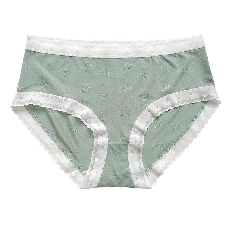 New soft high stretch thin breathable ice silk underwear women's pure cotton crotch mid-rise plus size women's underwear sexy 5