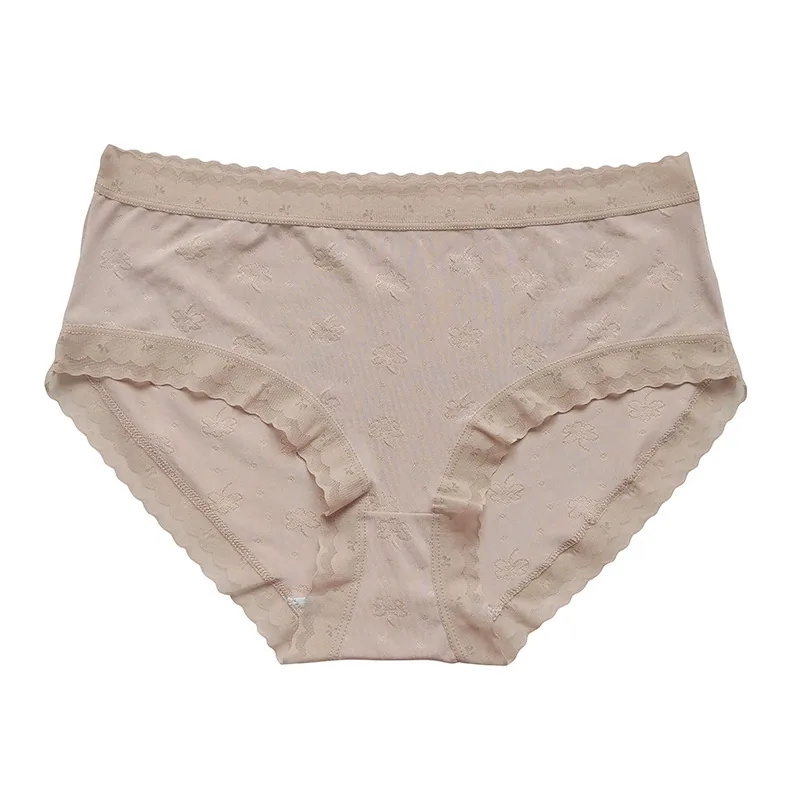New soft high stretch thin breathable ice silk underwear women's pure cotton crotch mid-rise plus size women's underwear sexy 3