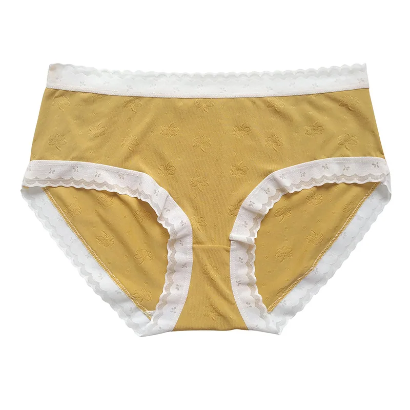 New soft high stretch thin breathable ice silk underwear women's pure cotton crotch mid-rise plus size women's underwear sexy 6