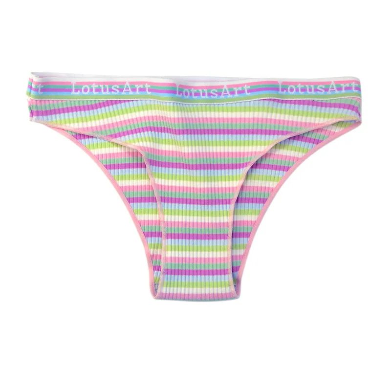 lazada low waist sexy girls panties sweet color strip cotton triangle panties wholesale cotton panties