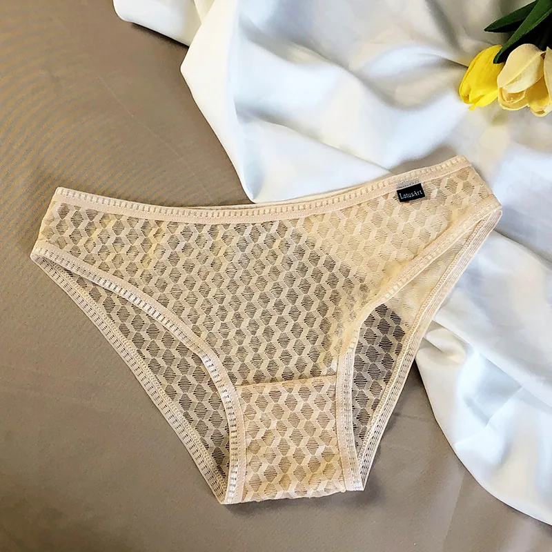 New Lace Panties Women's Erotic Mesh Sexy Low-Rise Briefs Cotton Crotch Sexy Lace panties 2