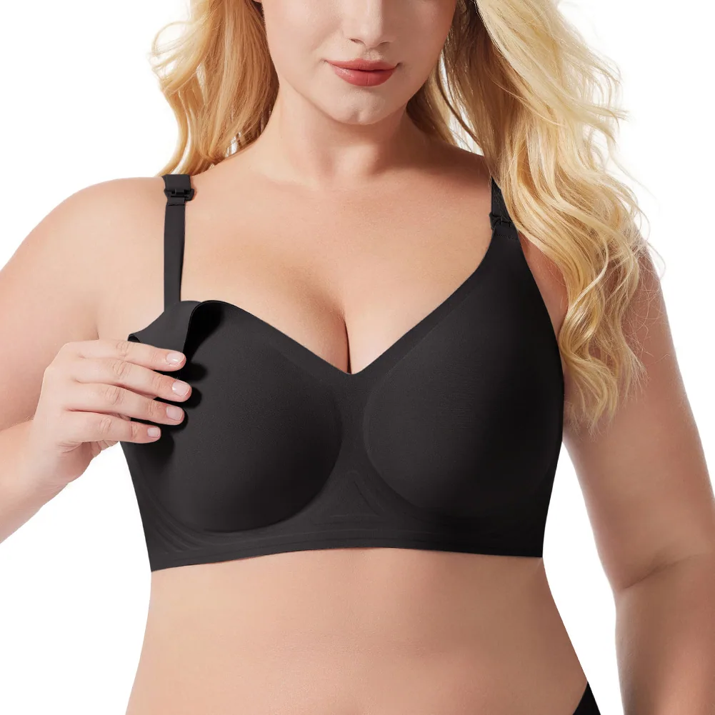 Explosive seamless breastfeeding plus-size underwear without wires Asia American high-end full cup text