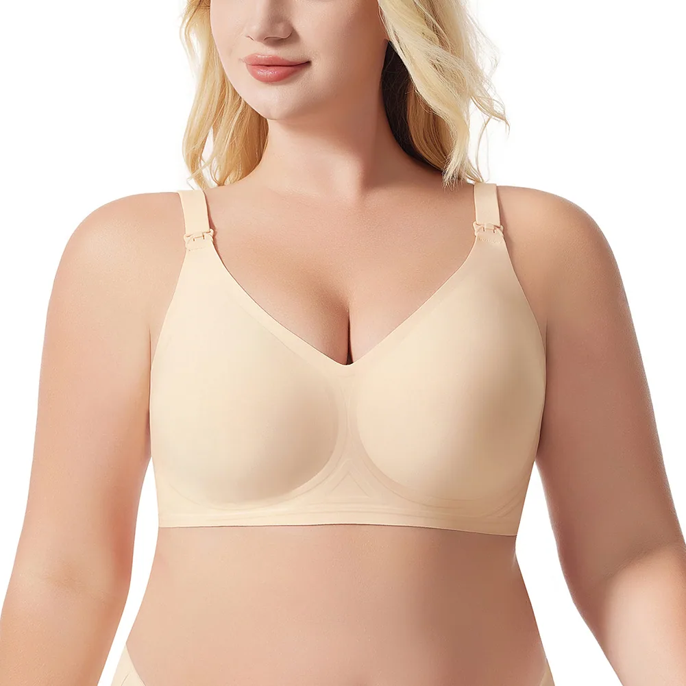 Explosive seamless breastfeeding plus-size underwear without wires Asia American high-end full cup text 2