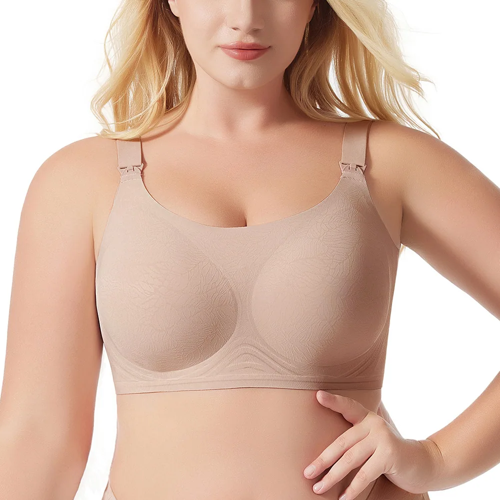 Amazon cross-border big breast seamless underwear gathering comfortable breastfeeding plus size no wire ring European and Americ 5