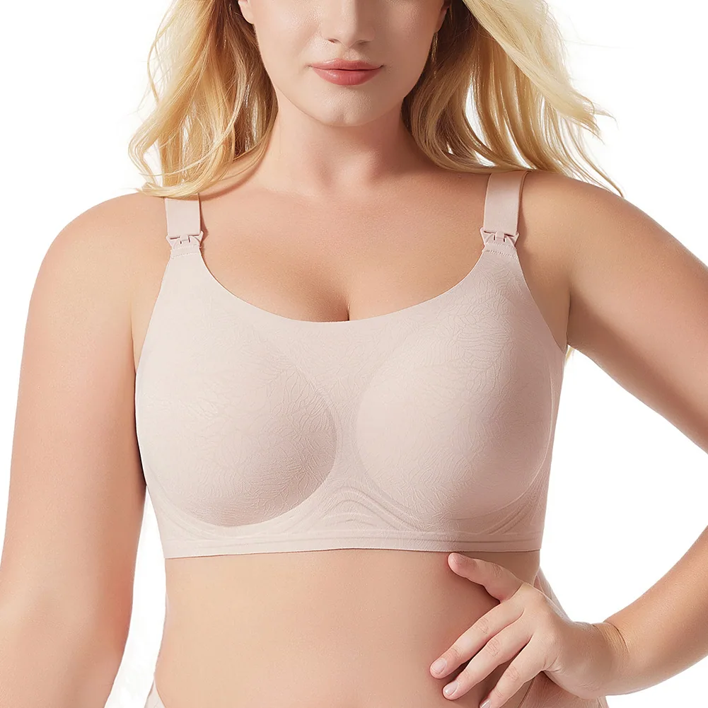Amazon cross-border big breast seamless underwear gathering comfortable breastfeeding plus size no wire ring European and Americ 2