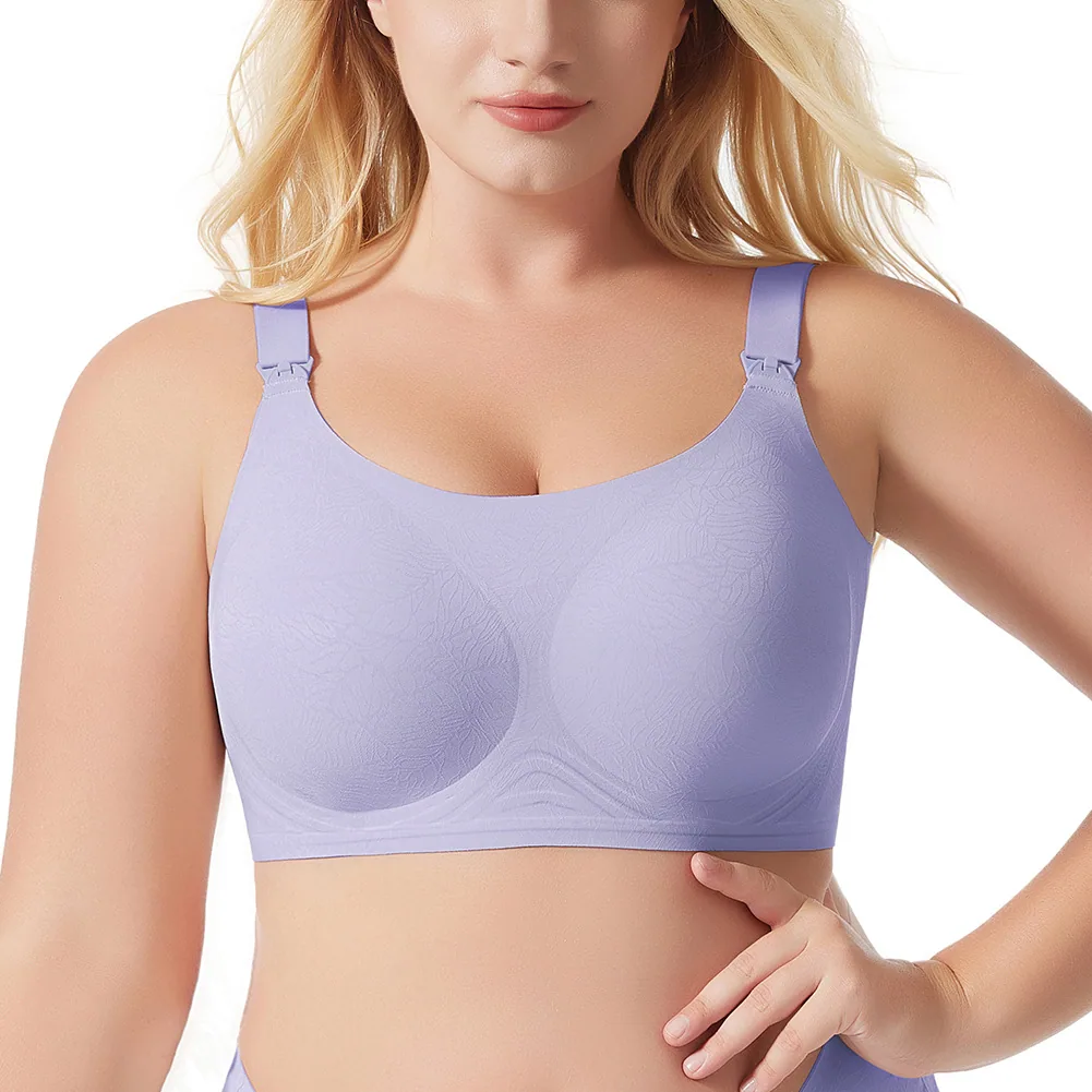 Amazon cross-border big breast seamless underwear gathering comfortable breastfeeding plus size no wire ring European and Americ 4