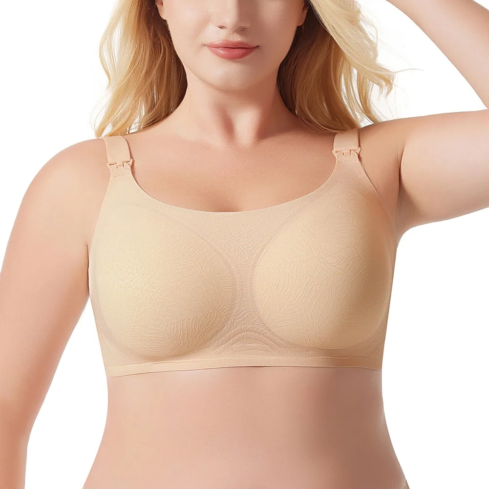 Amazon cross-border big breast seamless underwear gathering comfortable breastfeeding plus size no wire ring European and Ame