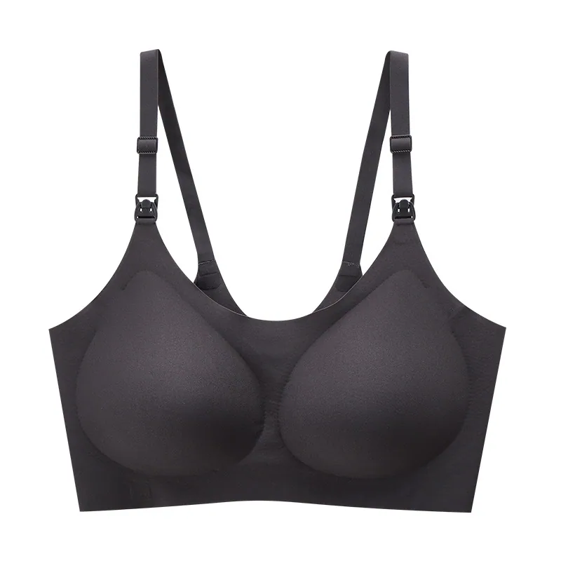 Ropa interior sin costuras para mujer embarazada, sin aros, gelatina, una pieza, sin talla, sujetador de lactancia, recogida, sujetador para dormir, mujer 7
