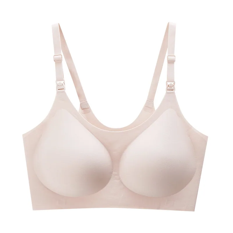 Ropa interior sin costuras para mujer embarazada, sin aros, gelatina, una pieza, sin talla, sujetador de lactancia, recogida, sujetador para dormir, mujer 3