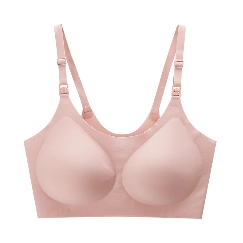 Ropa interior sin costuras para mujer embarazada, sin aros, gelatina, una pieza, sin talla, sujetador de lactancia, recogida, sujetador para dormir, mujer 8