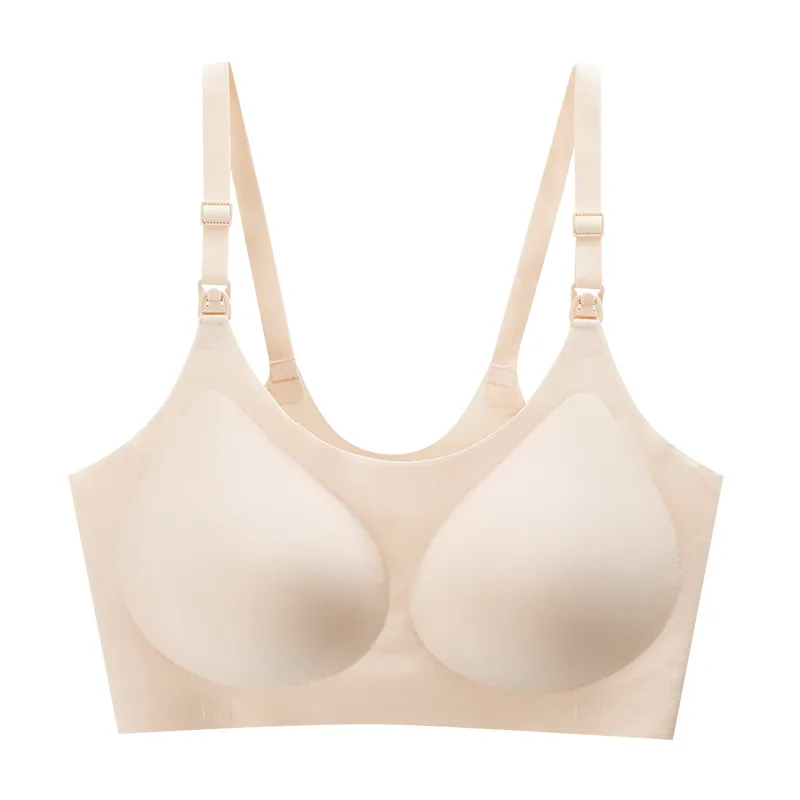 Ropa interior sin costuras para mujer embarazada, sin aros, gelatina, una pieza, sin talla, sujetador de lactancia, recogida, sujetador para dormir, mujer 4