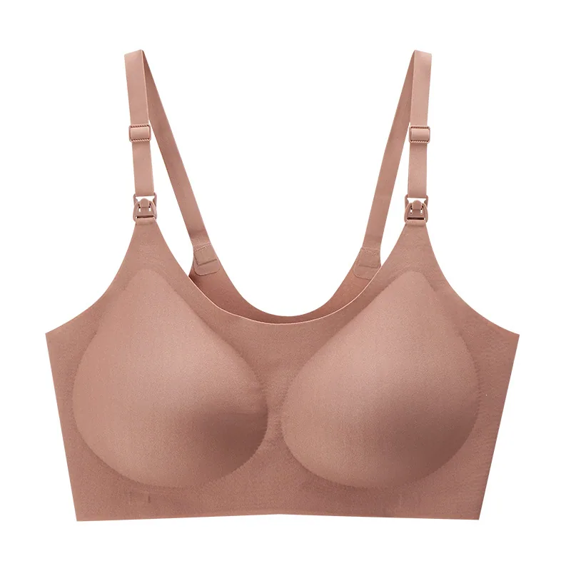 Ropa interior sin costuras para mujer embarazada, sin aros, gelatina, una pieza, sin talla, sujetador de lactancia, recogida, sujetador para dormir, mujer 6